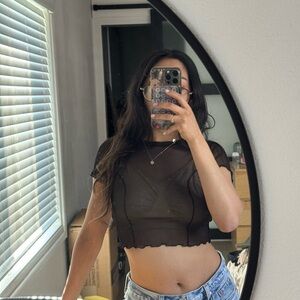 Urban Outfitters Black Sheer Crop Top